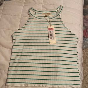 Copper Key green and white Girls tank size S
